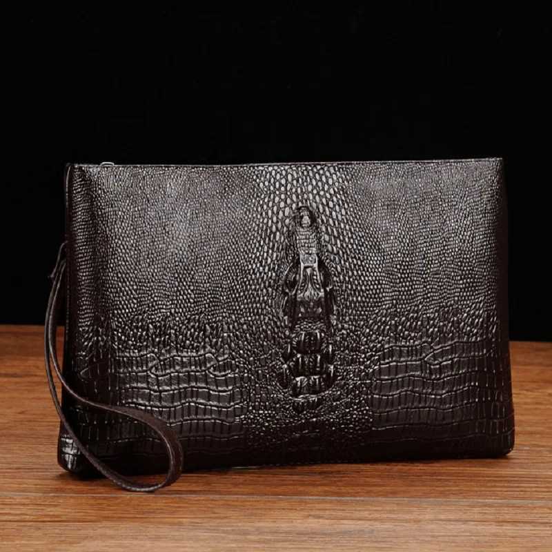 Luxury Brand Men Clutch Bag Fashion Long Wallet Men Leather Double Zipper Business Purse Black Brown Casual Male Handy Money Bag W250816