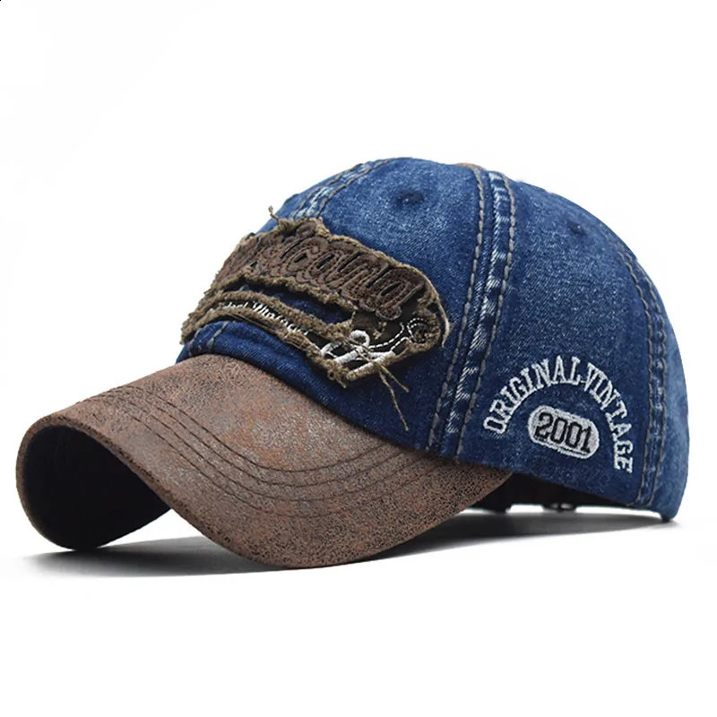 Cntang Summer Denim Baseball Cap Mens Fashion Broidered Letter Cotton Caps Men Outdoor Outdoor Hip Hop Hat A réglable 250812