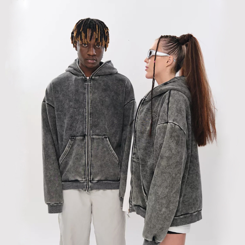 Fleece-Lined Thickened Hooded for hoodie Men, American Style Loose Oversize Unisex Autumn Winter Couple Sweatshirt