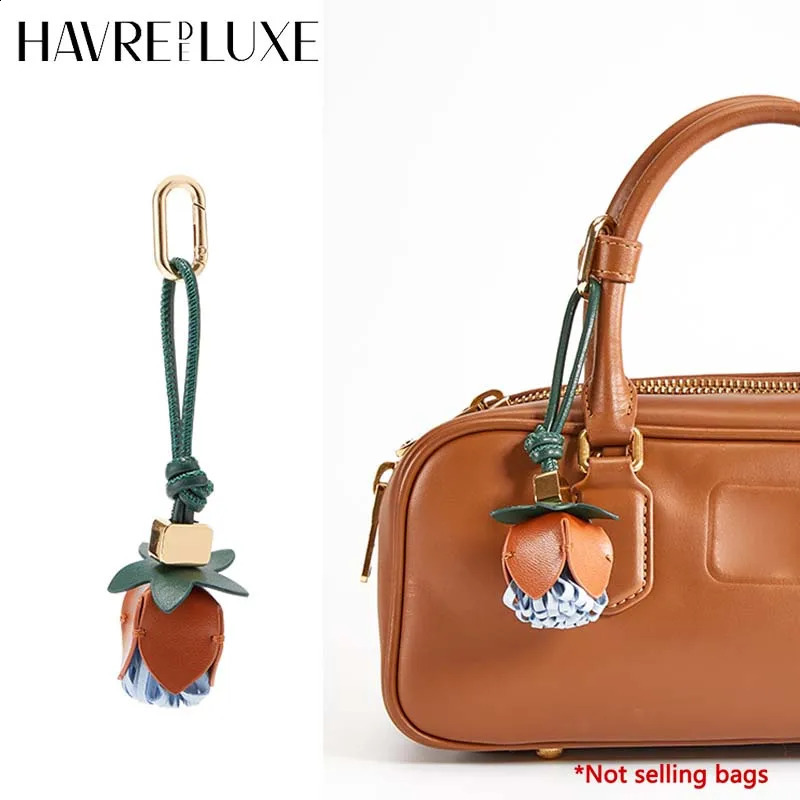 Leather flower charm for womens bag pendant high-quality handmade genuine classyflorals accessories 250815