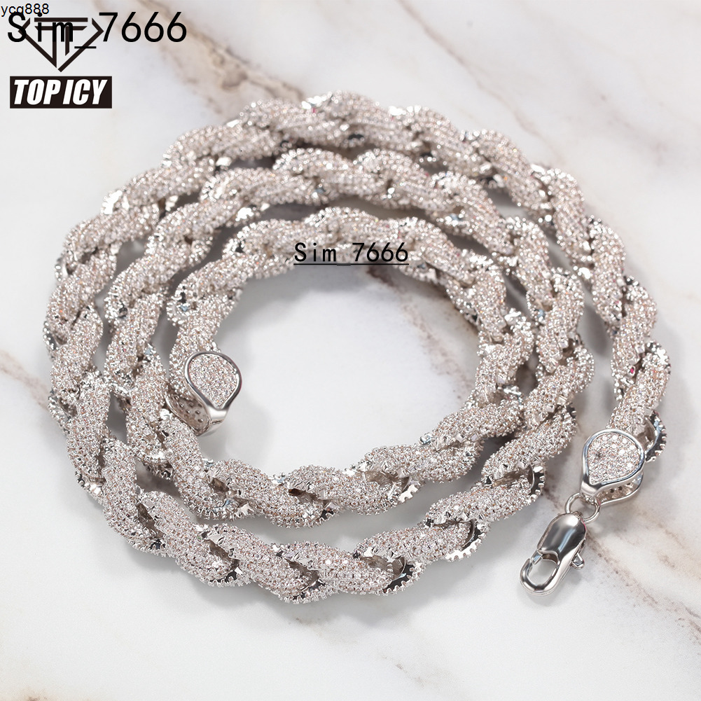 Hip Hop Iced Out Jewellery Moissanite Moissanite Stone Twisted Spiral Cuban Link Chain Real Gold Plated Cuban Chain Rapper for Man