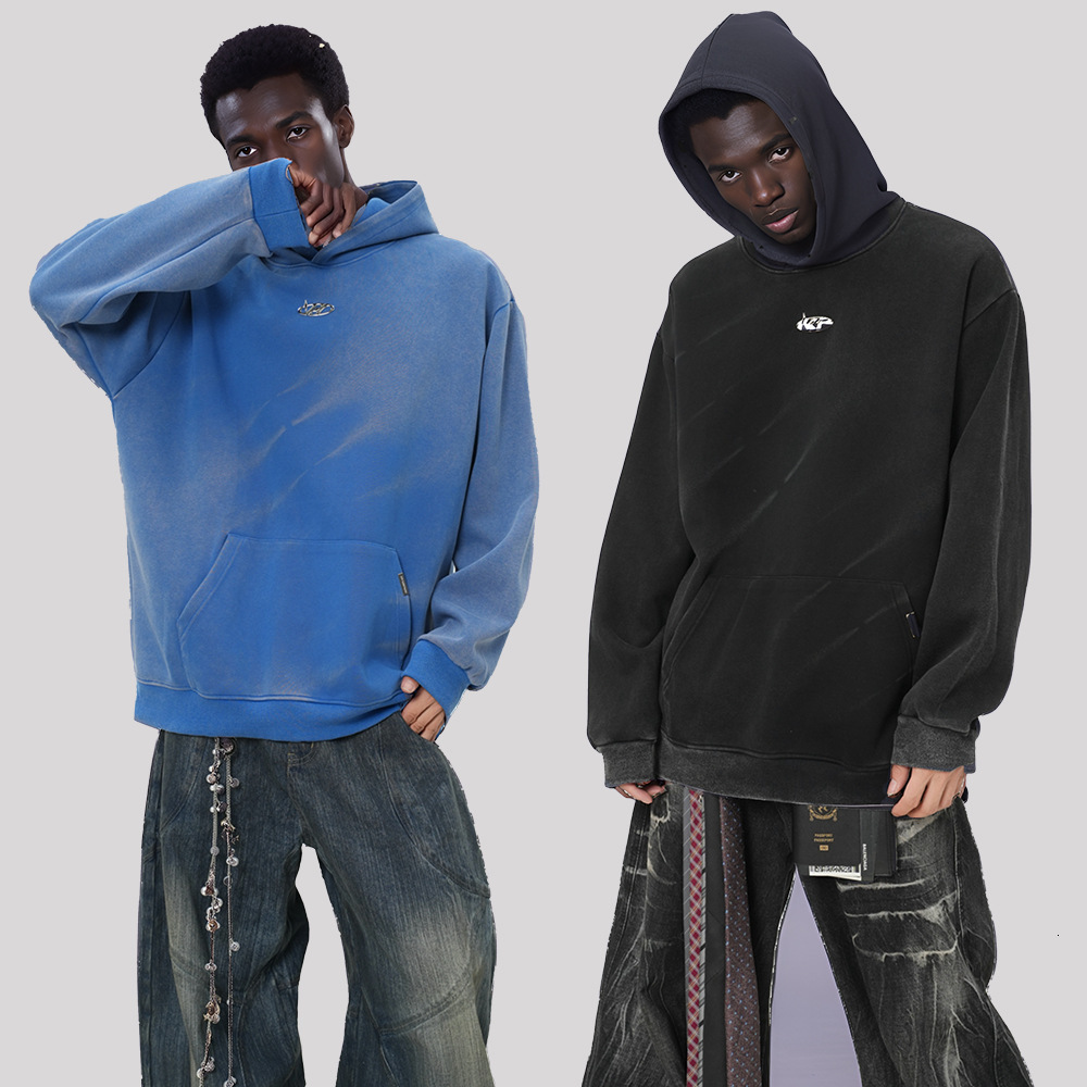 Autumn hoodie Winter Thickened Washed Trendy Sports Sweatshirt Men's Hoodie