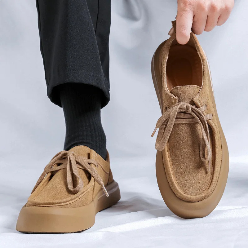 Classic Suede Leather Mens Loafer Shoes Non-slip Casual Shoes Fashion Male Outdoor Footwear Driving Shoes 250812