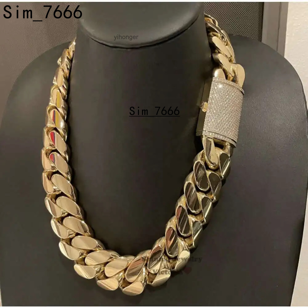 Hip Hop Jewelry Men Thick Miami Cuban Necklace 28mm 24 1kilo Gram 14k Gold Plated Plain Style 999 Silver Chain