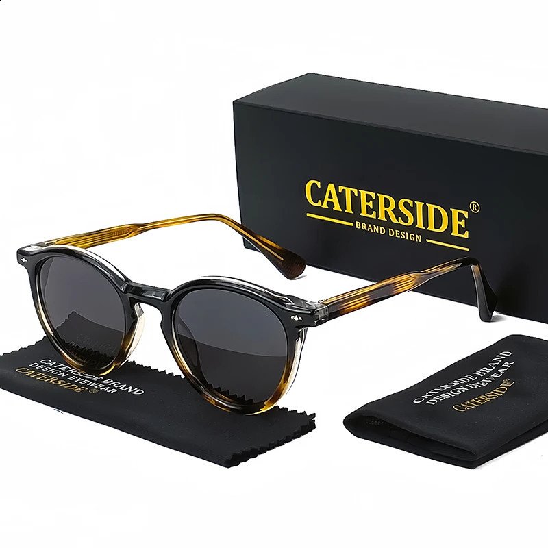 CATERSIDE Round Polarized Sunglasses Men Propionic High Quality Sun Glasses Women Punk Outdoor Driving Fishing Eyewear UV400 250807
