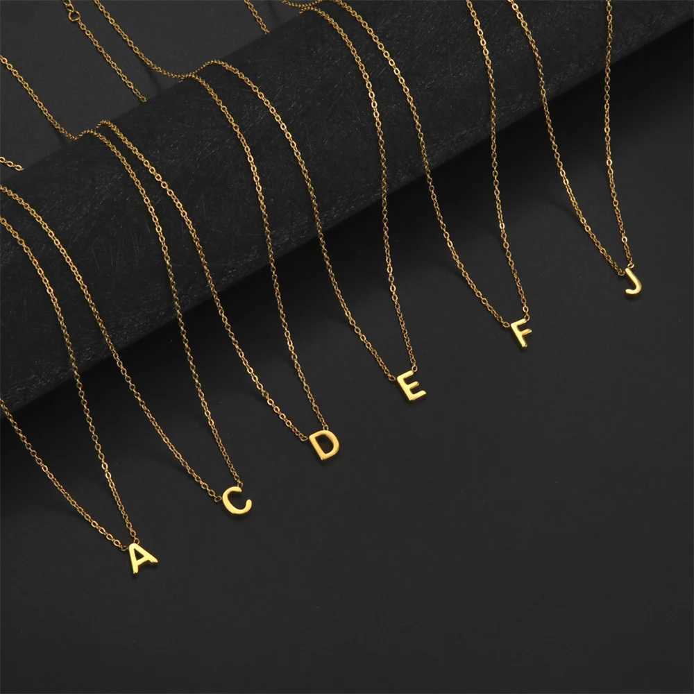 Colliers de lettres A-Z initiaux pour femmes Chaînes élégantes Chureur 26 Collier pendentif alphabet en acier inoxydable Collier Femme XJ250816