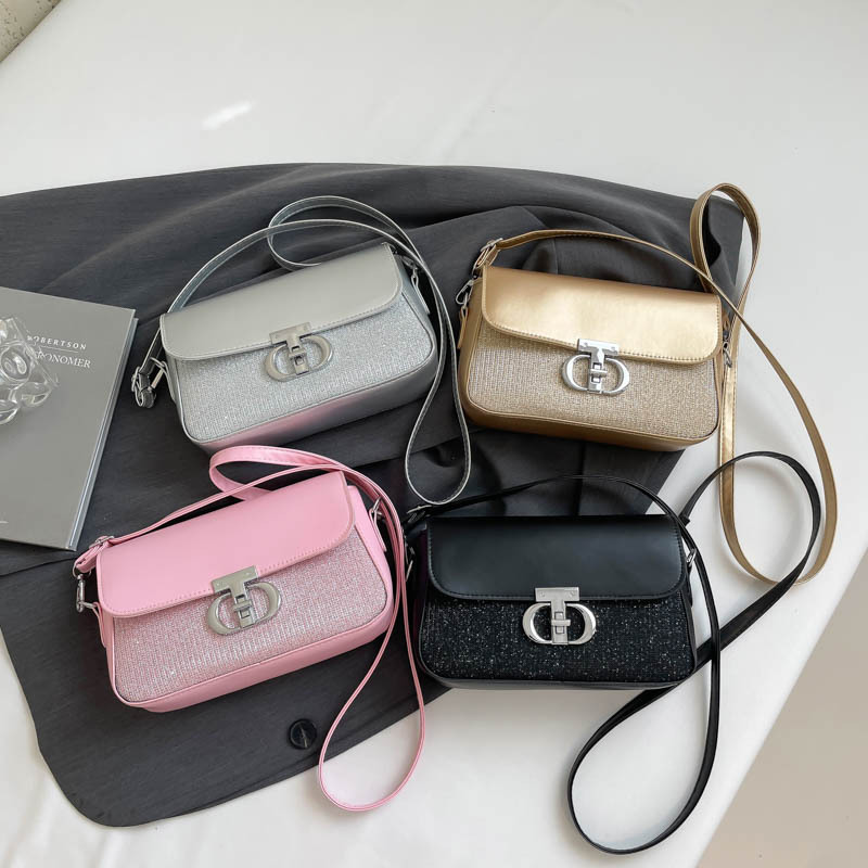 Fashion Trend Korean Version 2025 New Simple Stylish Summer Lock Buckle Casual Crossbody Shoulder Handbag Small Square Bag for Women