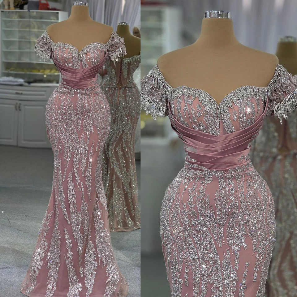 Robe de soirée sirène de mode chérie coude en cristal en cristal robes de bal sans manches