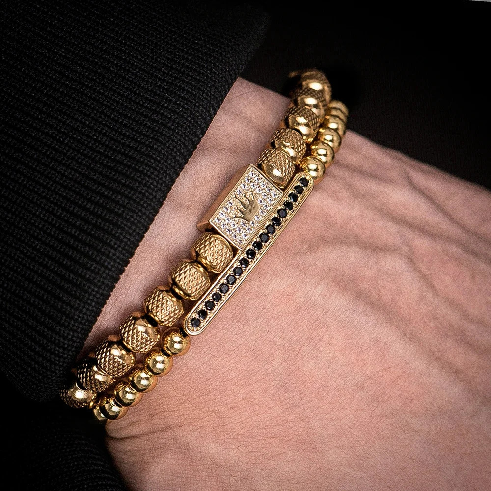 2pcs / ensemble Bracelet de couronne de charme personnalisé pour hommes Bijoux Accessoires 250814