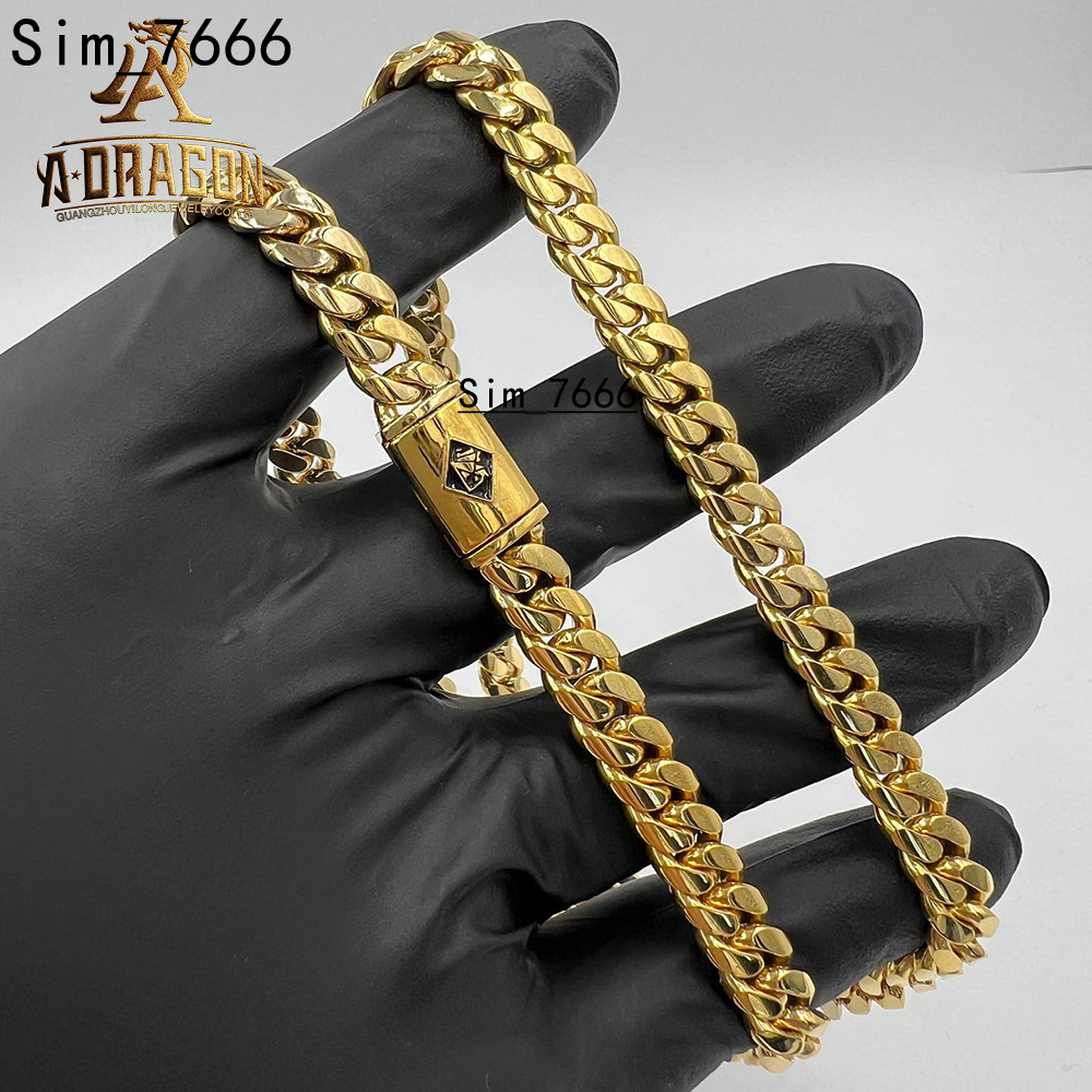 Hot Selling 16MM 10K 14K Solid Gold Miami Chain Hip Hop Style Real Cuban Chain Necklace Fine Jewelry for Men Women