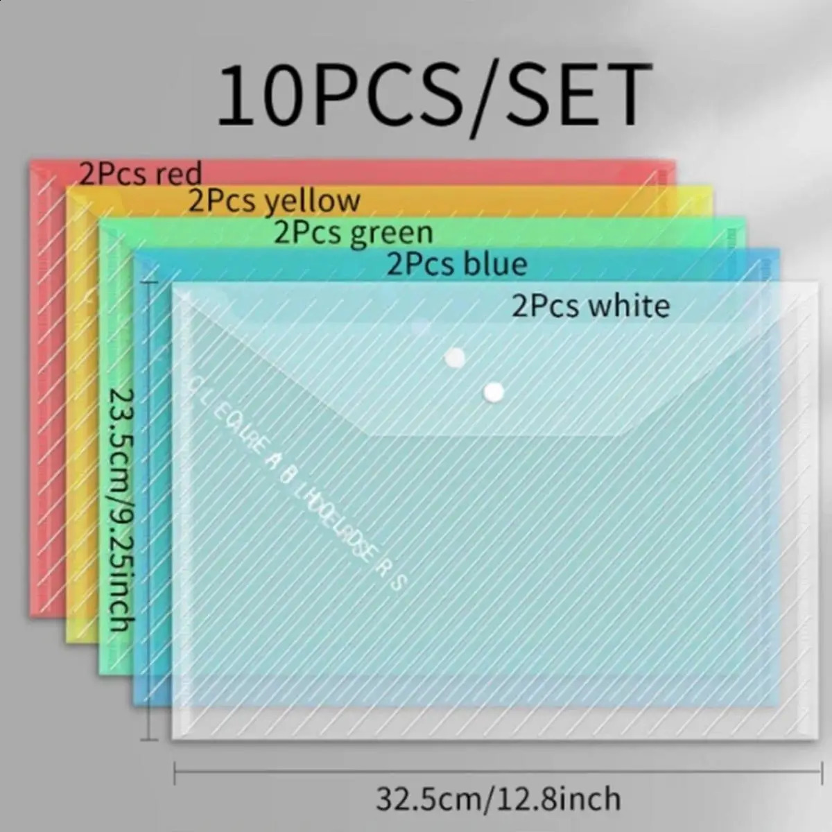 10 pièces A4 Twill Emperproof Snap Buckles de grande capacité Matériaux de bureau Sacs de test Sacs de test transparents Sacs de fichiers 250811