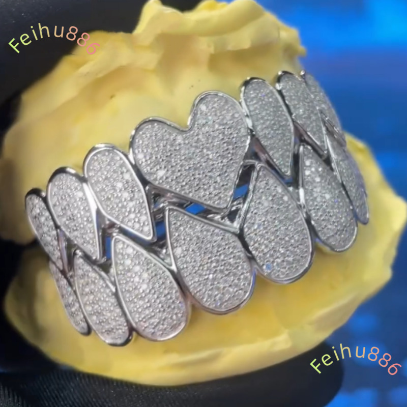 Special Custom VVS Hiphop Iced Out Heart Grillz Teeth 925 Sterling Silver Buss Down Moissanite Grillz