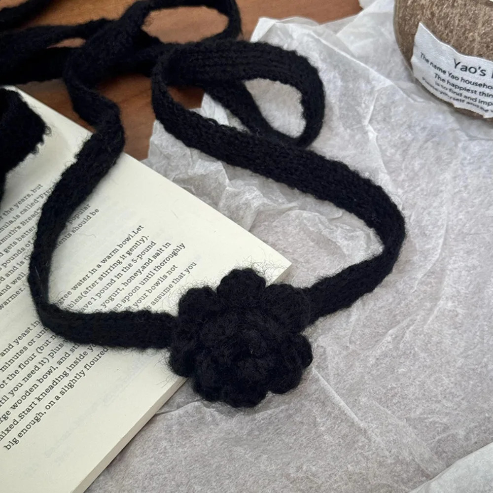 Solid Color Rose Wool Shawl Handmade Crocheted Dressing Decoration Knitted Scarf Korean Style Ribbon Long Narrow Scarves Outdoor 250811