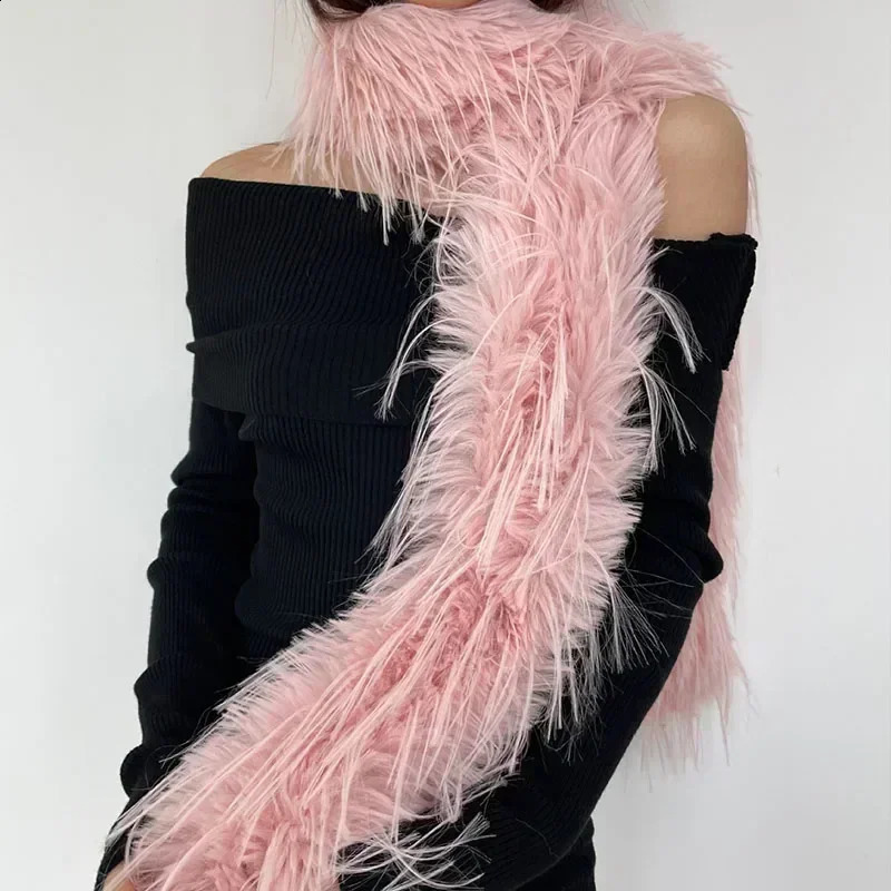 Femmes Mink Fur Scarf Eadières Set Winter Épaissis épaissis doux Chauds de couleur Couleur de couleur Collier de fourrure Long Scarpe Couple de c