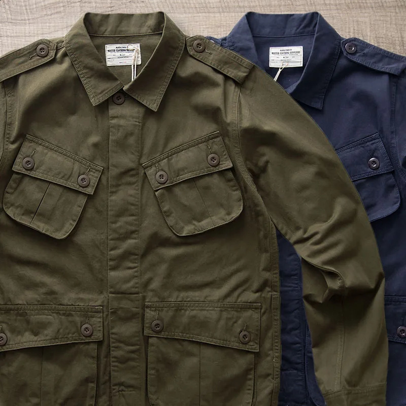 TCU Multi Pockets American Vintage Casual Jackets Spring Autumn 100% Cotton Chevron Coats for Male Amekaji Workwear Hunting Wear 250811