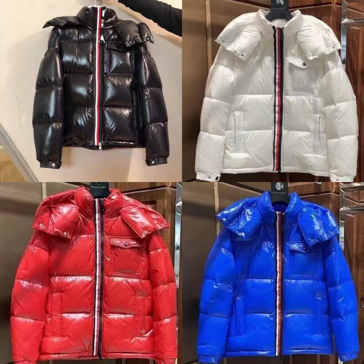 mens jacket puffer jacket correct version Round Zipper Grey Interior jacket Glossy surface waterproof mens down coat Asian size M-4XL