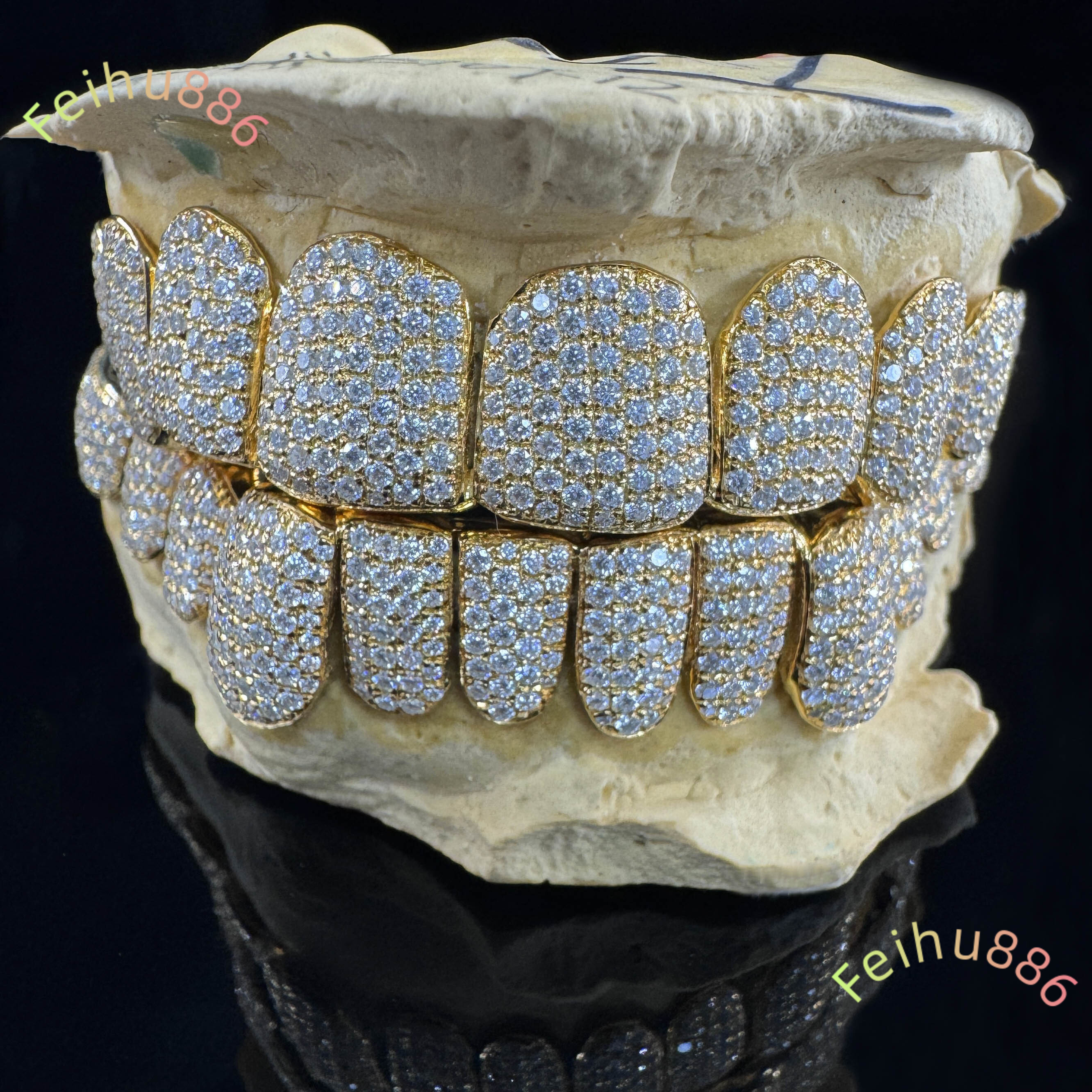 Hiphop Jewelry Diamond Grillz 925 Sterling Silver Honeycomb Setting Iced Out Custom Dope Moissanite Grillz