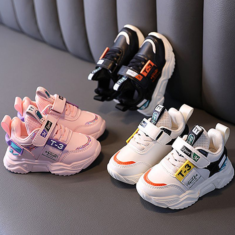 Boys Girls Leather Sport Shoes Children Tennis Running Shoes Fashion Kidszworld Kids Soft Bottom Toddler Sneakers for Baby Infant Shoes Sizes 21 - 3