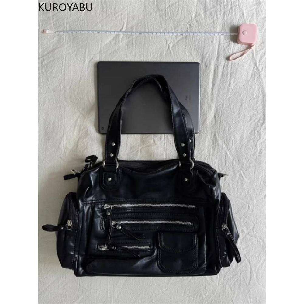 Retro Tote Motorcycle Soft PU Leather Large Capacity Shoulder Bags Women Y K Punk Zipper Pocket Fashion Crossbody Bag bag