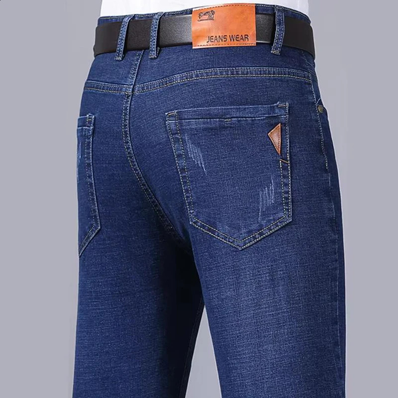 2025 Business Mens Jeans Casual Comfortable Straight Stretch Fashion Classic Premium Blue Black Denim Pants Large Pants250813