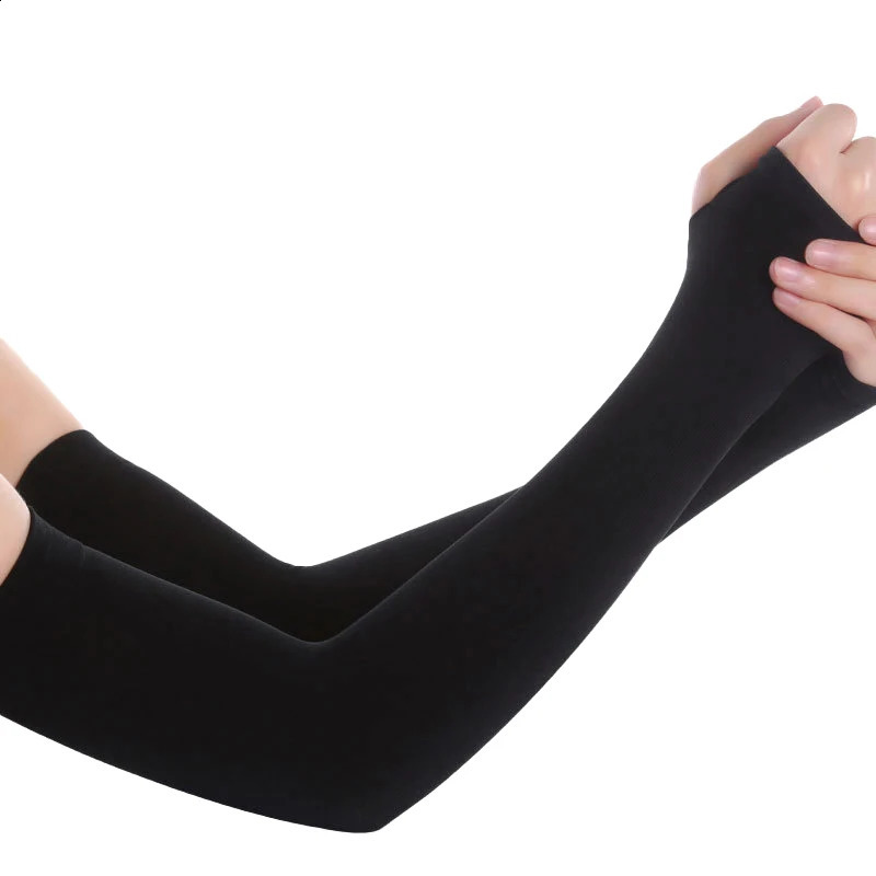 1 Pair Unisex Summer Finger Sleeve Ice Cool Wearing High Elastic Elbow Spring Outdoor Riding Fingerless Fishing Silk Sleeves 250811