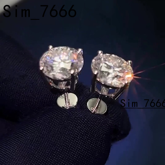 4 mm 5 mm 6,5 mm 8 mm en gros de boucles d'oreilles Moisanite Moisanite Hiphop 925 Silver VVS