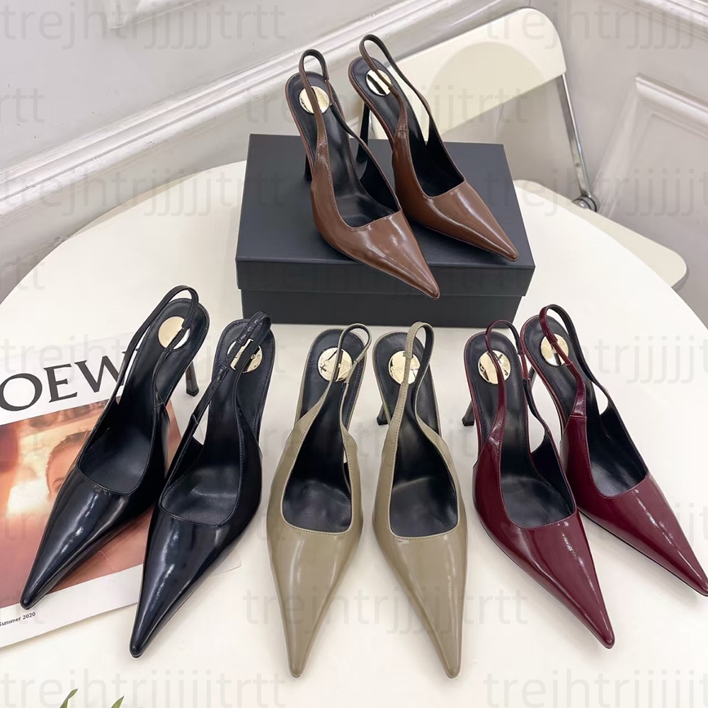 Sandins de cuir en cuir breveté Sandales à orteils tranchants 10,5 cm STILETTO Talons robes Chaussures de soirée pour femmes chaussures de luxe D