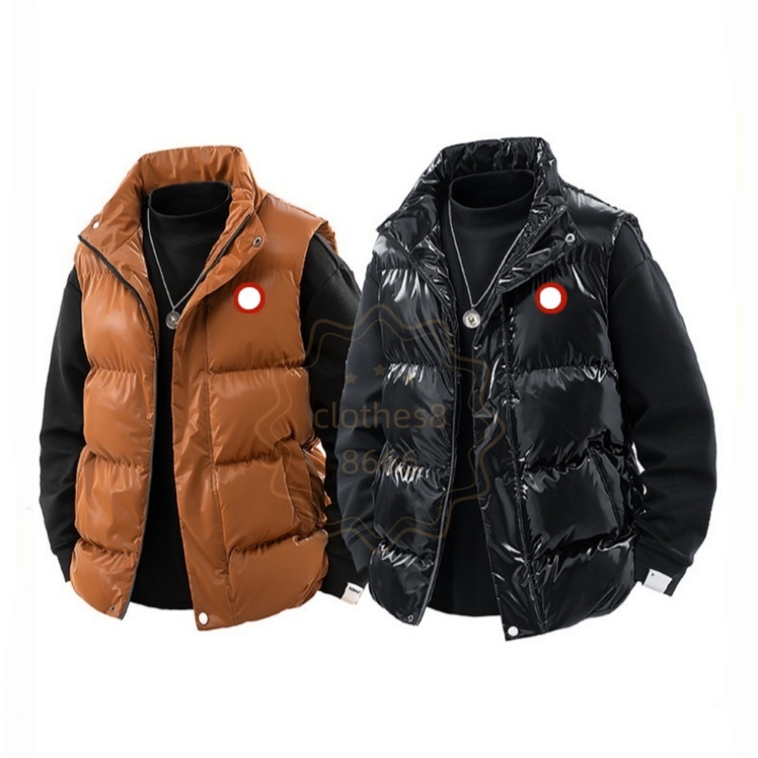 Hommes de la veste de la veste de la veste en bas de gilet d'hiver Mateau à fermeture éclair luxe Bright Broidered Men Mode Fashion Puff Black Br