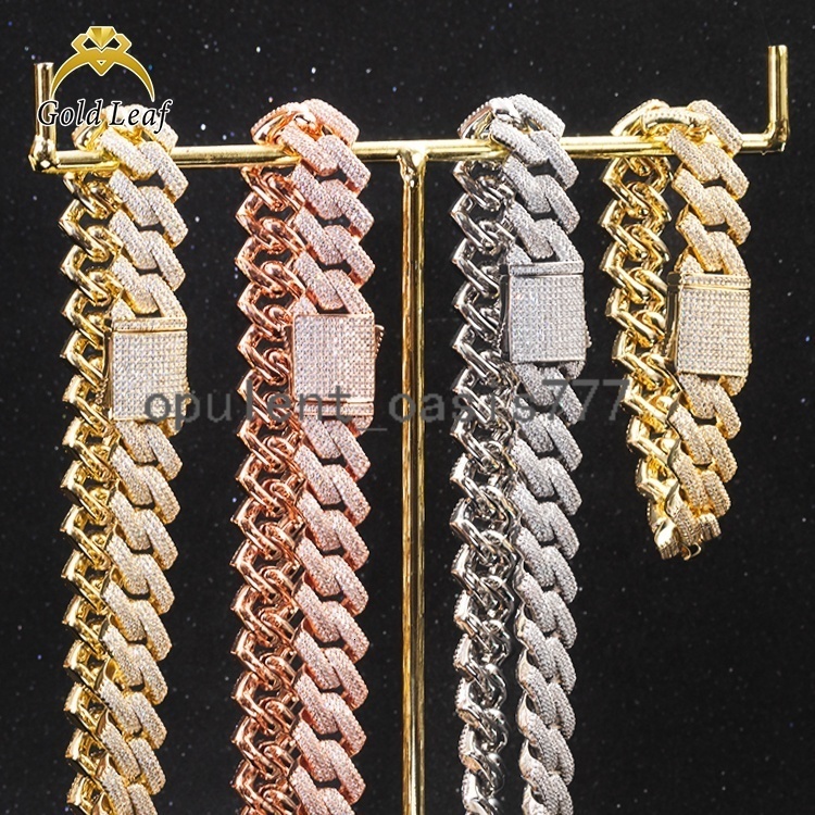 Custom Cuban Link Chain 8mm 10mm 12mm VVS Moissanite Bracelet 925 Sterling Silver Elegant Gift Necklace