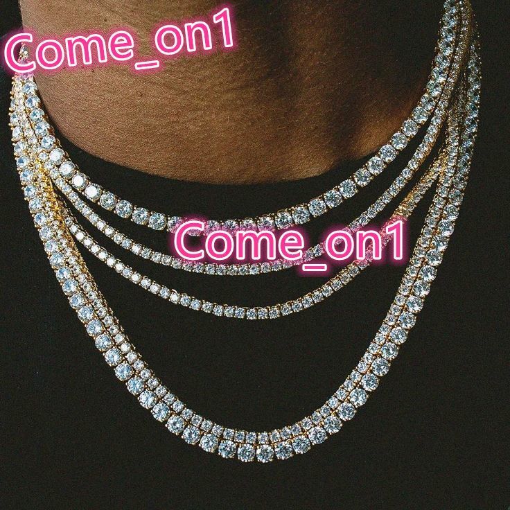 925 Factory en argent sterling ou en laiton Personnalisez 3 mm 4 mm 5 mm 6 mm CZ Collier de tennis hip hop pour hommes pour hommes