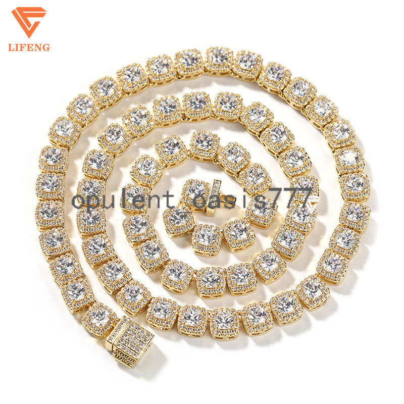 Hot Sale Bling Choker Chain Necklace Silver VVS Round Cut Moissanite Hip Hop Jewelry Iced Out Cuban Link Chain