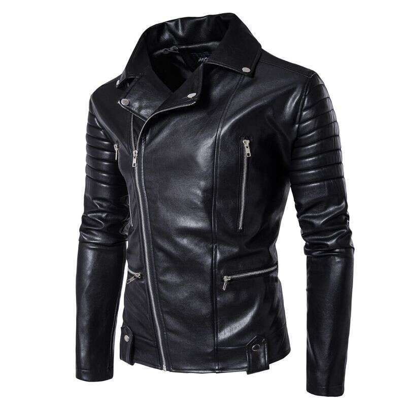 Clothing New Motorcycle Multi zipper Men's Leather Jacket 1800 B003