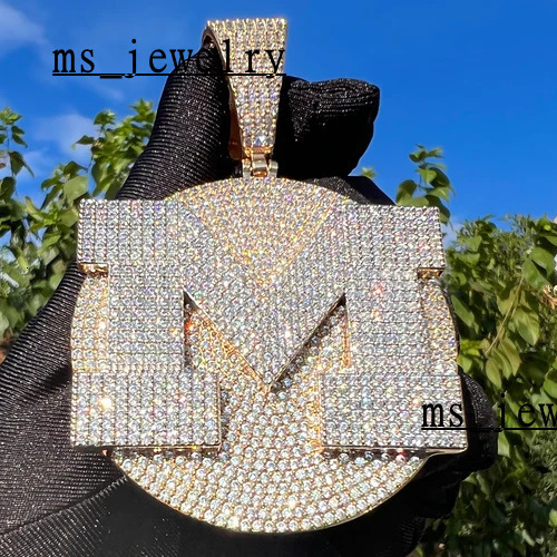 Customize Hiphop Jewelry Two Tone 925 Sterling Silver Custom Iced Out VVS Custom Moissanite Pendant