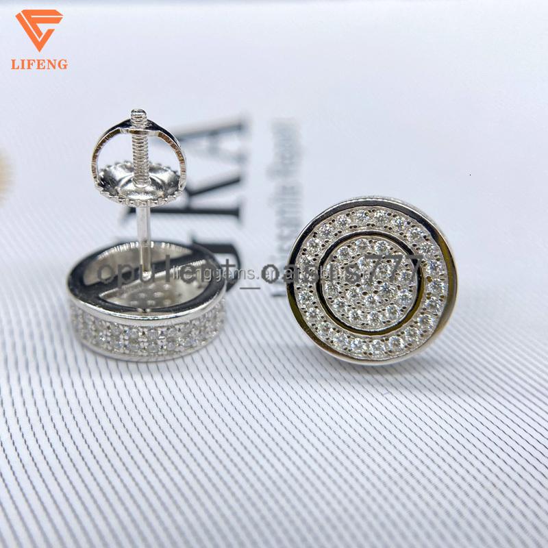 Lifeng Jewelry Round Diamond Earrings Fine Men Women Gift VVS Moissanite Sterling Silver 925 Stud Earrings