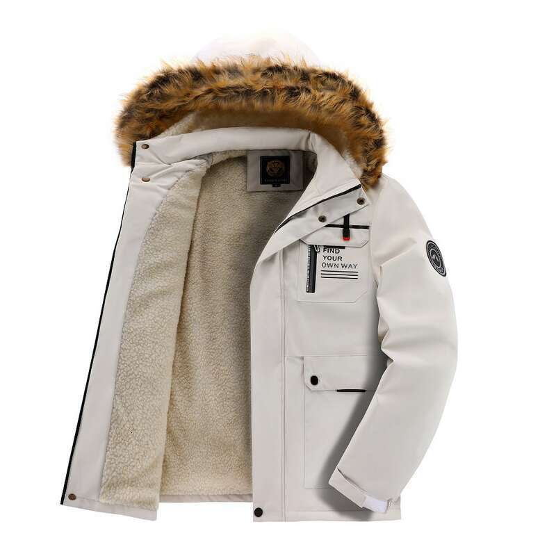 Clothing Winter Foreign Trade Hooded Men's Windbreaker Veet Thick Plus Size Jacket