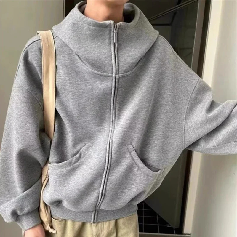 Spring Mens Zipper Long Sleeve Turtleneck Hoodies in High Street Fashion Hooded Sweatshirts Y2K Vintage Casual Jackets 250814
