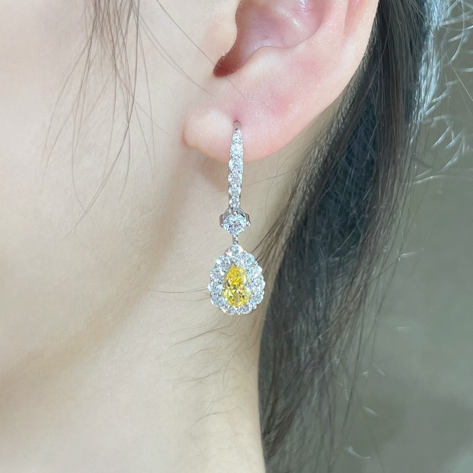 Boucles d'oreilles en cristal jaune Adita 925 Silver Ne jamais s'estomper la qualité supérieure avec la boîte E022