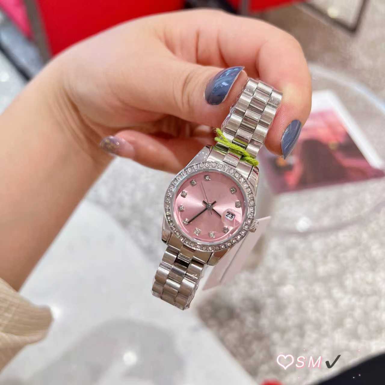 New Designer Quartz woman watch women's 28mm watches stainless strap 904L gift for girls lady waterproof Wristwatches 904L Stainless Steel Stra