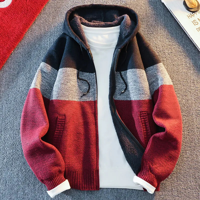 Mens Cardigan Knitting Sweaters Hooded Jacket Cardigans Zipper Up Hood Streetwear Casual Sweatwear 250813