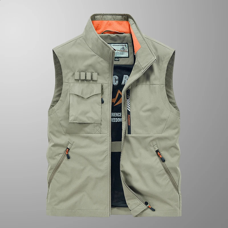 fashionable and versatile mens vest outdoor casual multi pocket fishing mesh vest mens pography camisole jacket 250811