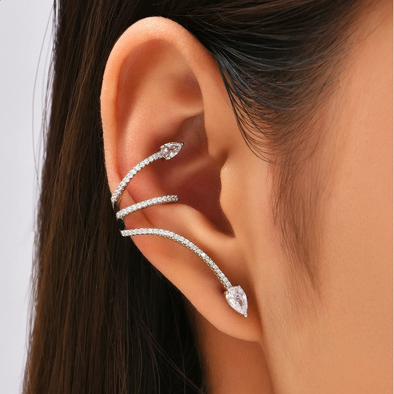 Jwer exquise brillant zircon boucles d'oreilles de serpent étalon pour dames filles avec clip d'oreille à la mode