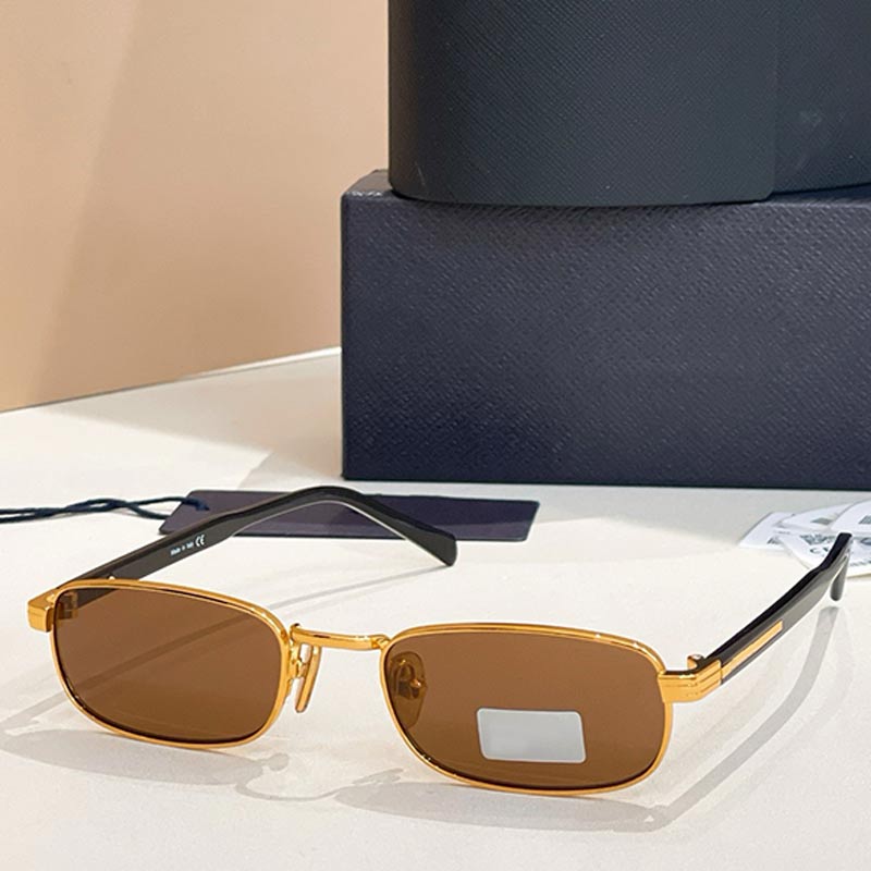 Luxury Designer Men Metal Sunglasses SPRB54 Rectangular Mens Sunglasses Gold Metal Frame UV400 Adjustable Nose Pad Polarized Light Fashion Business