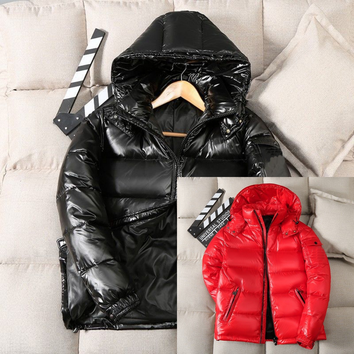 mens jacket puffer jacket correct MM version Round Zipper Grey Interior jacket Glossy surface waterproof mens down coat Asian size M-4XL
