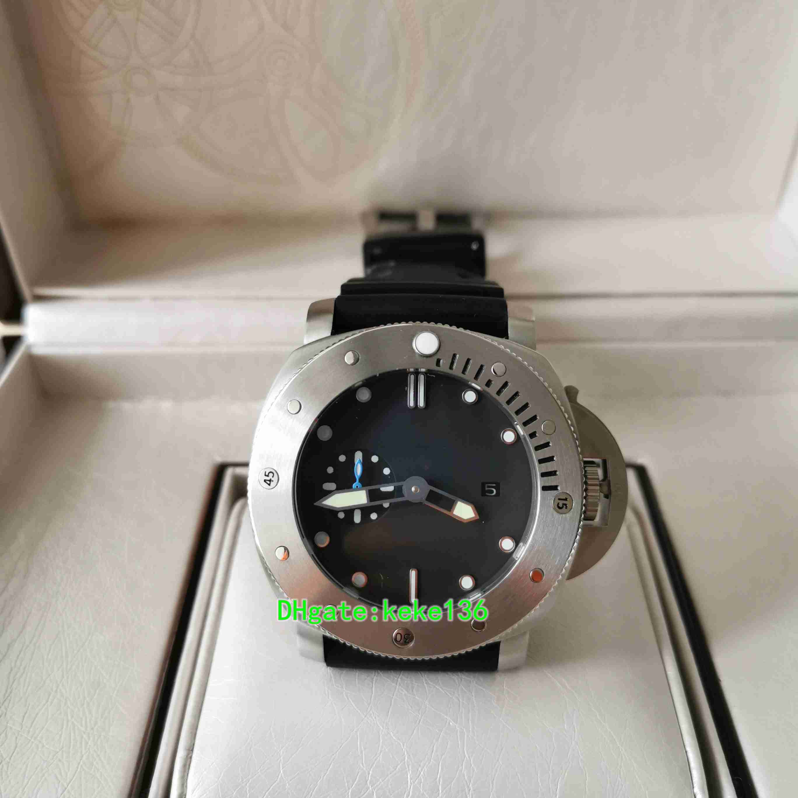 Perfect Mens Watch 42mm PA 00682 682 Black Dial Stainless Steel Rubber Bands Strap Calendar man Watches Transparent Mechanical Automatic Men's