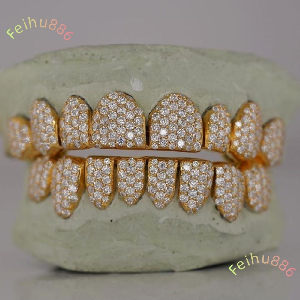 Hip Hop Grills Teeth Grillz Gold Plated High Quality Tooth Grillz VVS S925 Silver Custom Gold Grillz