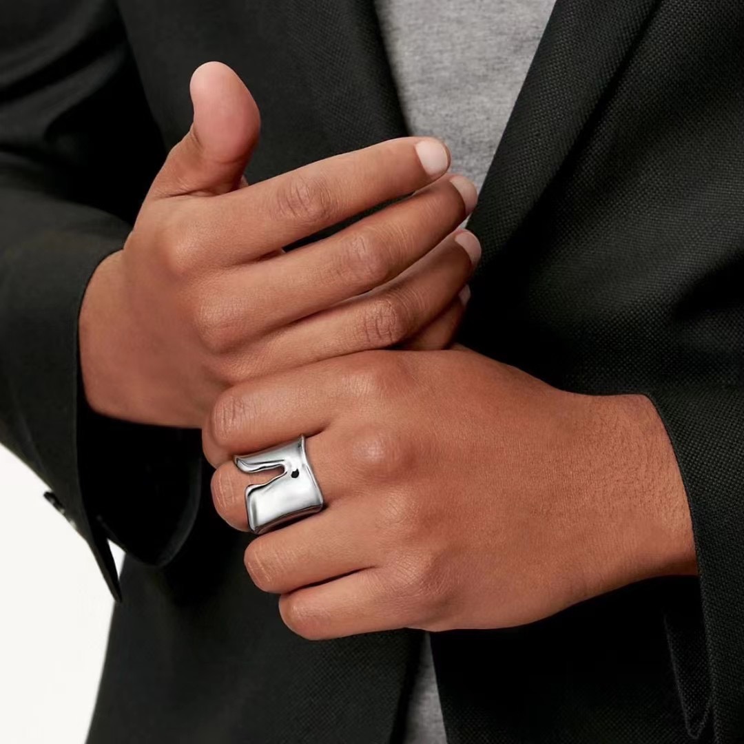 Atlas Series Ring Designer Silver Ring size 6-8 TOP Gold plated 18K US size premium gifts with box 043
