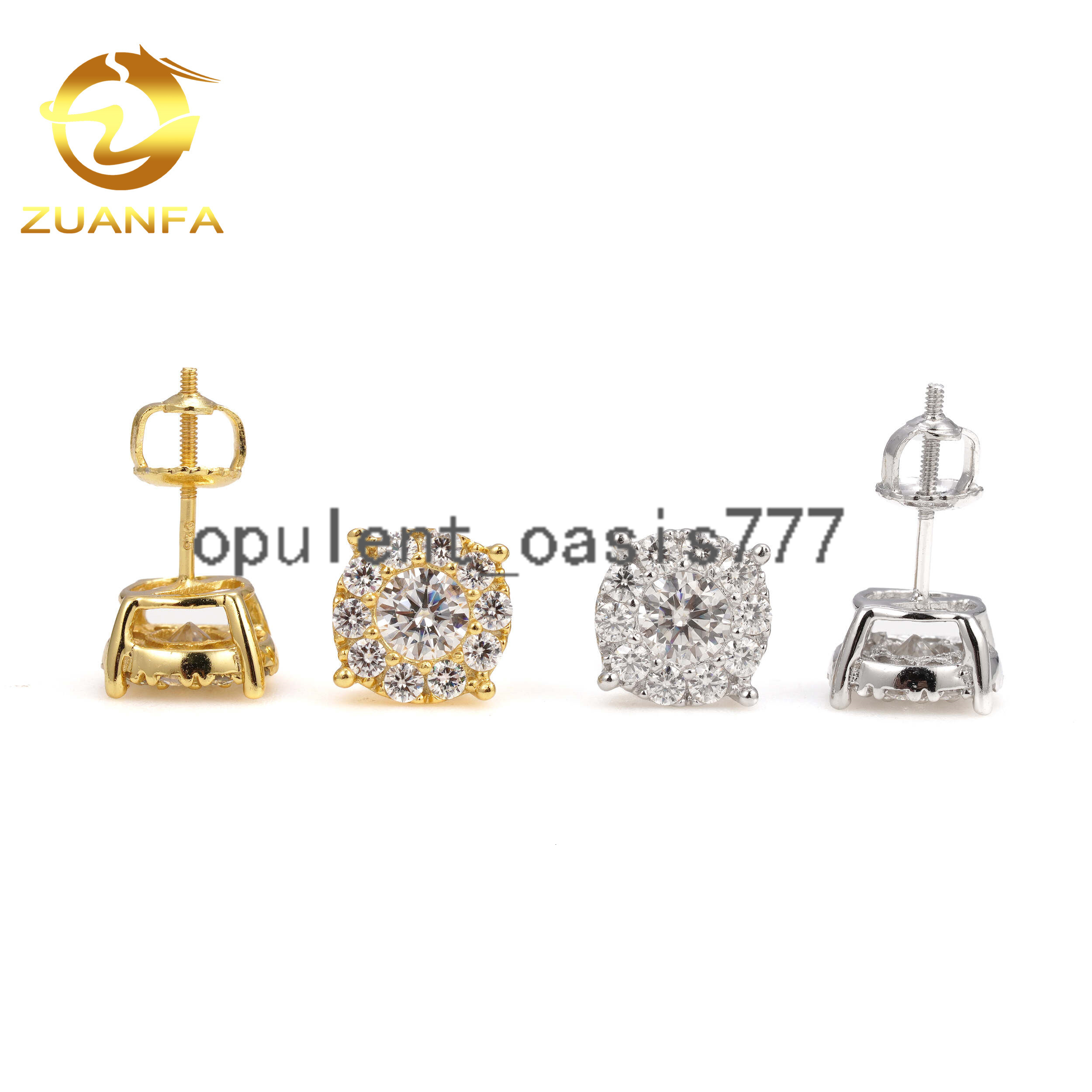 Cheapest Wholesale VVS Moissanite Diamonds Cluster Round Screw Back Stud Earrings 925 Silver Gold Plate Flower Stud Earrings