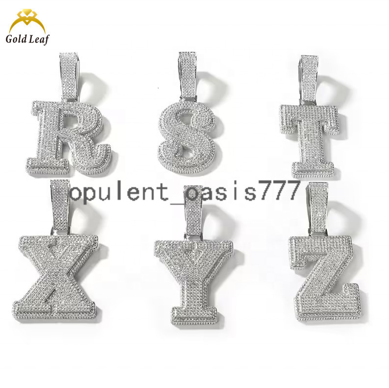 Hiphop Jewelry Iced Out Custom Letter Pendant 925 Sterling Silver VVS Moissanite Diamond Initial Name Pendant