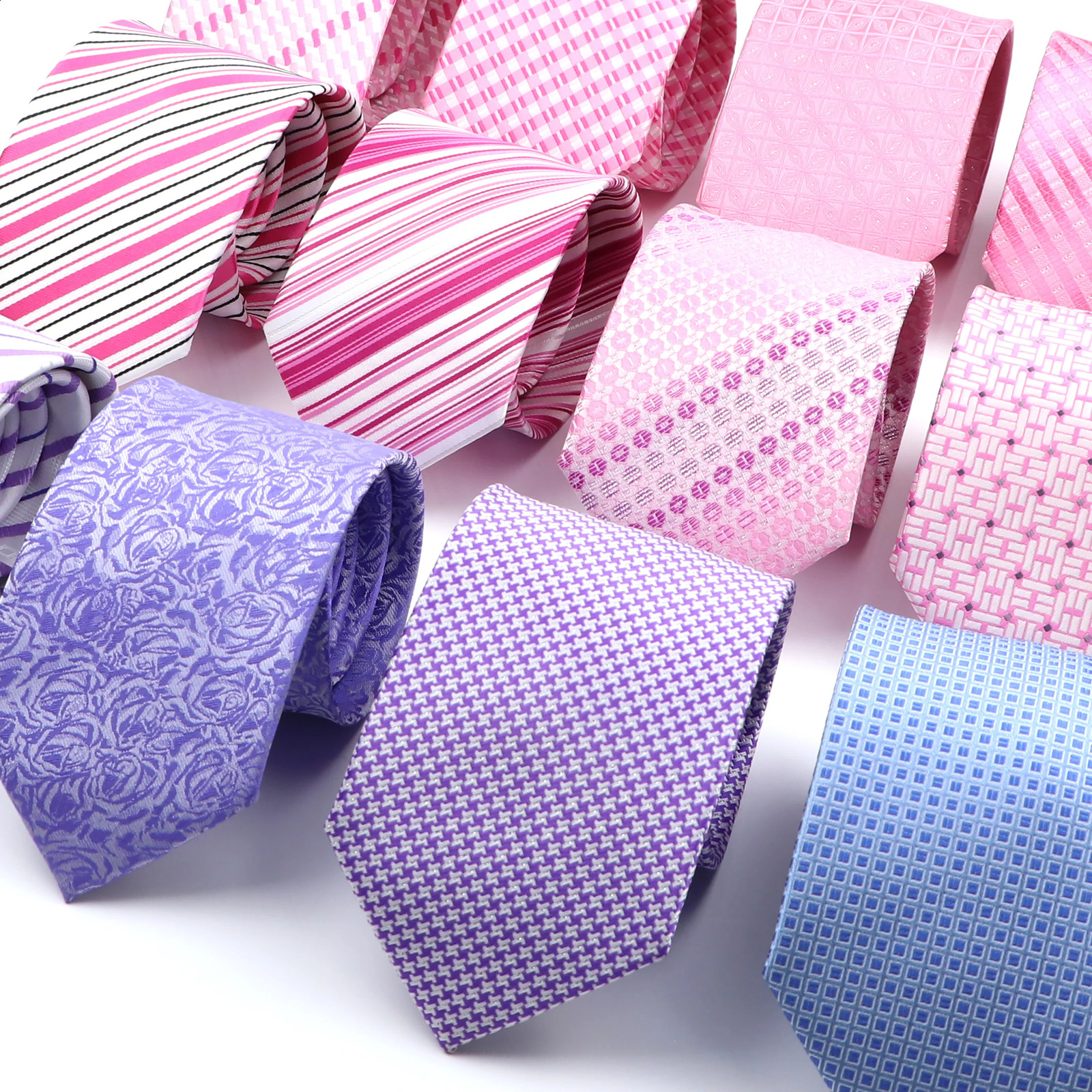 Bright Pink Men Ties Classic Striped Jacquard Woven Necktie Skinny Tuxedo Suit Shirt Gift For Wedding Party Daily Accessory 250815