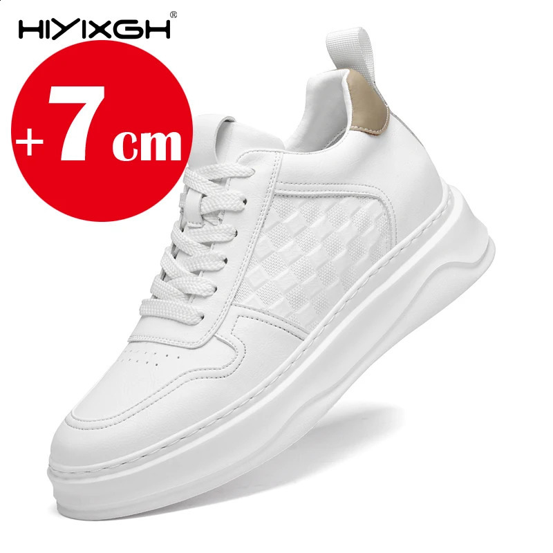 Couples blancs de plate-forme décontractée 7 cm augmentant les baskets légères épaisses épaisses juvénières élégantes élévateurs chaussures en cu